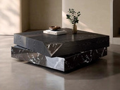 罗曼仕 意式极简 墨韵旋转茶几 天然纹理水曲柳木皮 设计款自由旋转造型多变 创意不规则折角 茶几