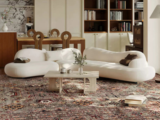  奶油风 海盐沙发 高档细腻布艺 不规则几何造型 独特创意异形转角设计 可移动小扶手 Plus版超宽敞大坐深 肆意舒展 高密度高回弹海绵释压支撑 俄罗斯落叶松实木框架 晨曦白 转角沙发 右转角