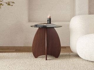 【现货】 中古风 清透加厚钢化玻璃台面 创意火箭造型角几 中古色 火箭角几（仅含角几）