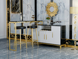 轻奢 黑白不锈钢镀金 钢化玻璃c05酒柜