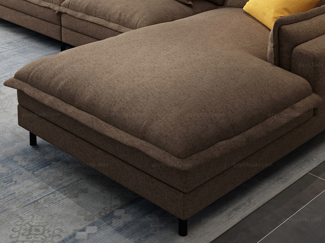 现代简约 透气棉麻布艺 俄罗斯进口落叶松坚固实木框架 咖啡色 沙发