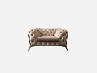 轻奢风格 不锈钢镀钛金 优质科技布 单人位沙发（图片为磨砂布，此配置为科技布款）