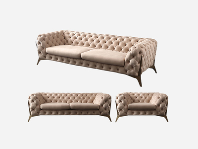  轻奢风格 不锈钢镀钛金 优质科技布 组合沙发（1+2+3）