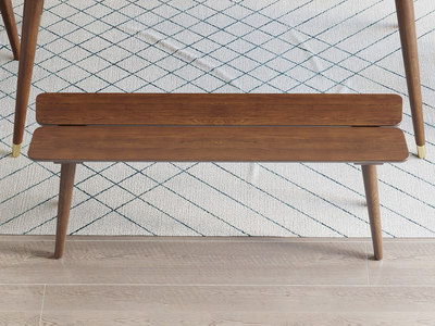  北欧风格 榉木坚固框架 胡桃色 长条凳
