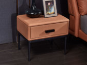 玛蒂芙 现代简约 科技布 板木结构 五金脚 橙色 床头柜