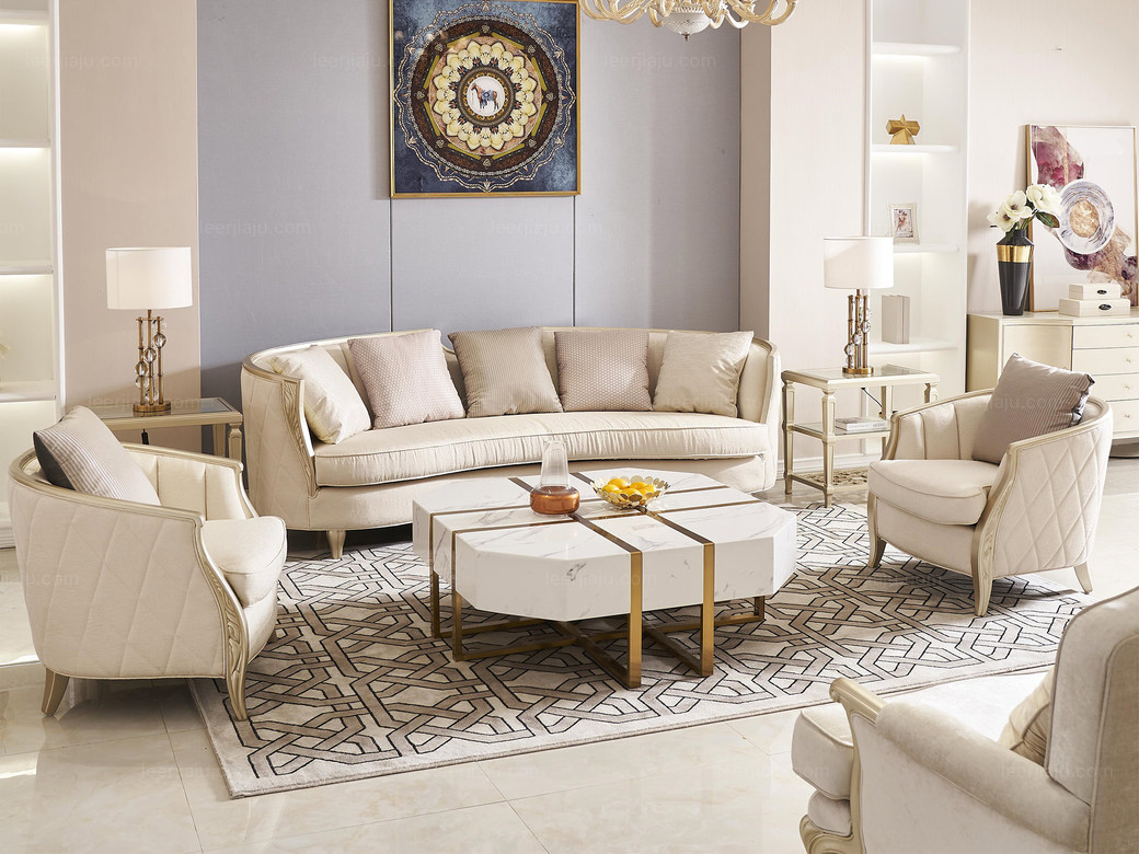 美克世家 简美风格 北美进口榉木坚固框架 提花布面料 四人位沙发