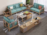木之家 北欧风格 泰国进口橡胶木坚固框架 优质棉麻布艺 沙发组合（1+2+3）