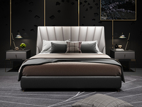 梵克美家 轻奢风格 高定头层黄牛皮 1.8*2.0米真皮床（搭配10公分松木排骨架）