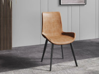 卡罗亚 极简风格 优质皮艺 橙色 餐椅（单把价格 需双数购买 单数不发货）