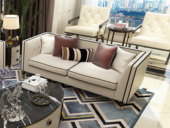 梵克美家 轻奢风格 细腻绒布 俄罗斯进口松木框架 双人位沙发（抱枕随机发货）