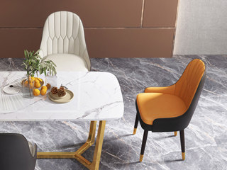  现代简约 橙+棕色 餐椅（单把价格 需双数购买 单数不发货）