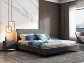 卡罗亚 极简风格 舒适透气 优质布艺+实木框架 浅灰+深灰 1.8*2.0米 高箱床（搭配10公分松木排骨架）