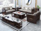 华韵  新中式 客厅多功能地柜 双抽双门亮光岩板 2.0米 电视柜（不含边柜）