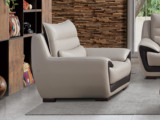 简素 现代简约 皮艺 米白色 单人沙发