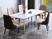 慕梵希 轻奢风格 不锈钢拉丝+大理石 1.3米 餐桌