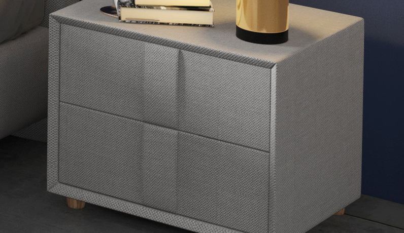 卡罗亚 现代简约 扪布 浅灰色床头柜