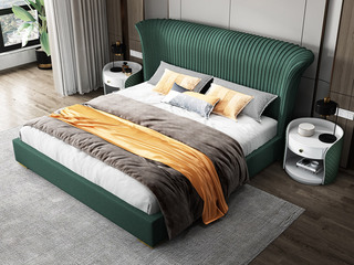  轻奢风格 全实木 优质皮艺 亮绿色+白色 圆形床头柜