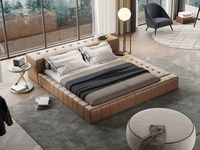 Milantti 米兰蒂 极简风格 舒适透气 至臻头层黄牛皮+实木框架 高回弹海绵 1.8*2.0米真皮床