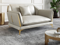 慕梵希 轻奢风格 抗皱耐撕拉 仿真皮 全俄罗斯落叶松实木框架 坐感新升级 单人位（抱枕花色随机）