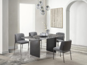 Milantti 米兰蒂 极简风格 黑麻灰色麻布 餐椅