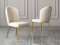 慕梵希 轻奢风格 优质皮艺 米白色 餐椅