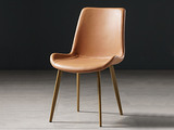 斐亚家居 轻奢风格 肤感皮 橙色 餐椅