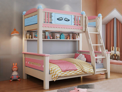  简美风格 实木 环保健康 茉莉花白 1.35*2.0m 儿童双层床（不含梯柜和书架）